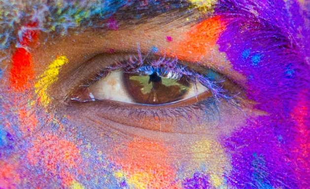 Colourful face with eye
