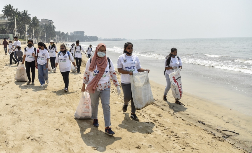 Beach clean up in India